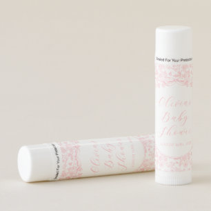 Elegant Pink Bow Vintage Floral Girl Baby Shower Lip Balm