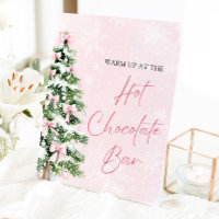 Elegant Pink Bows Christmas Tree Hot Chocolate Bar