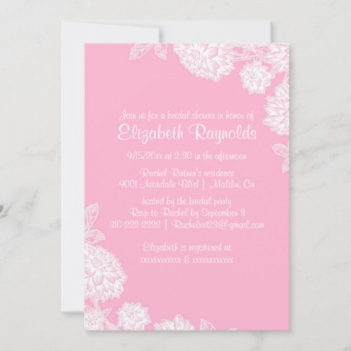 Elegant Pink Bridal Shower Invitations