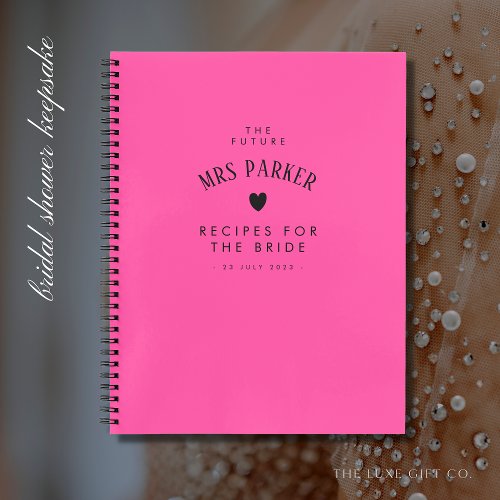 Elegant Pink Bridal Shower Keepsake Recipe Book