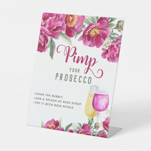 Elegant Pink Bridal Shower Pimp Your Prosecco Bar Pedestal Sign