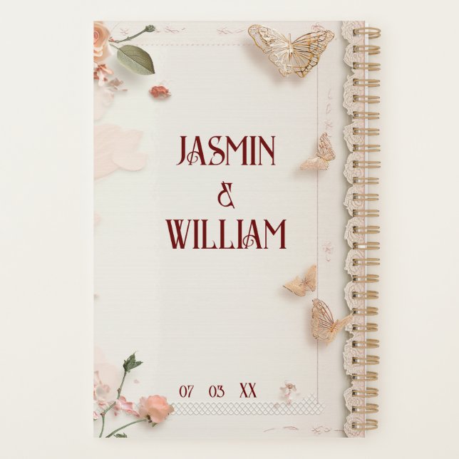 Elegant Pink Bridal Shower Planner (Back)