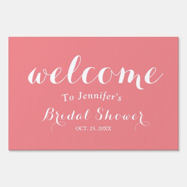 Elegant pink bridal shower  sign (Front)