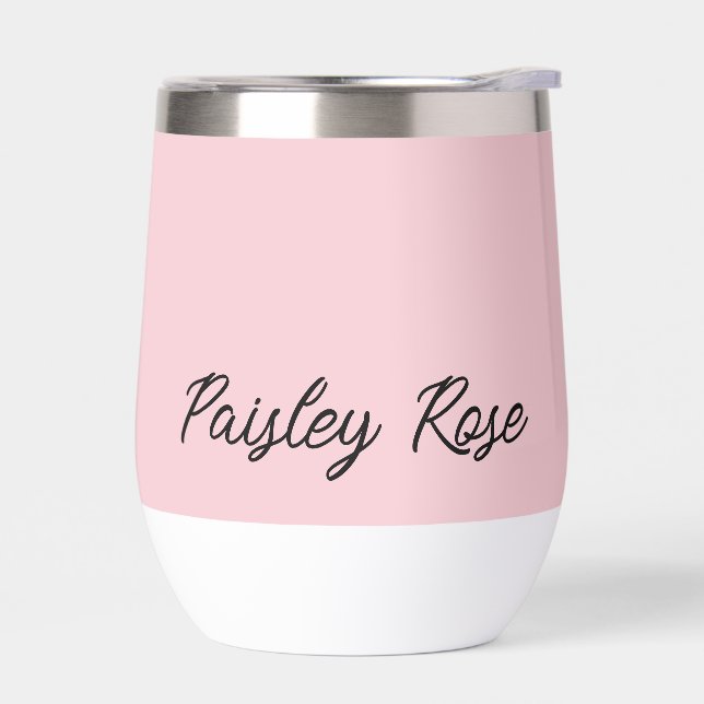 Elegant Pink Bridal Shower Thermal Wine Tumbler (Left)