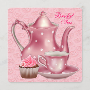 Elegant Pink Bridal Tea Party Invitation