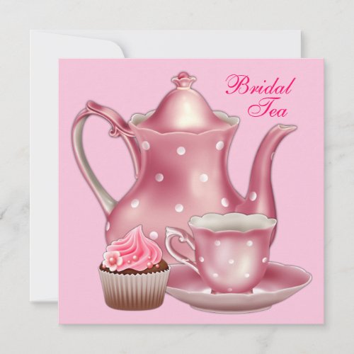 Elegant Pink Bridal Tea Party Invite