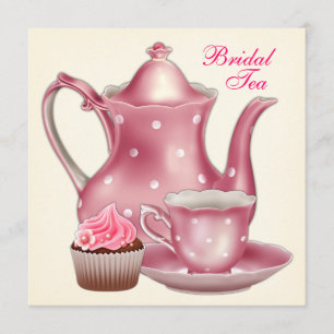 Elegant Pink Bridal Tea Party Invitation