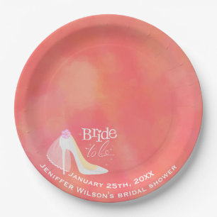 Elegant Pink Bride To Be Wedding Bridal Shower Paper Plates