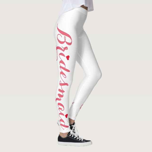 Elegant Pink Bridesmaid Wedding Bachelorette Party Leggings (Right)