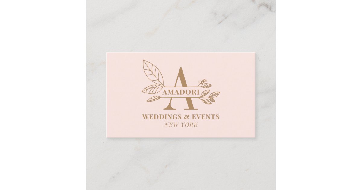 Elegant pink brown modern floral initial monogram business card | Zazzle