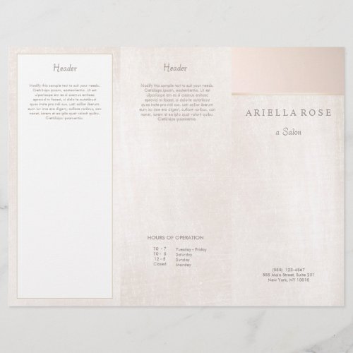 Elegant Pink Brushed Marble Salon Spa Brochure