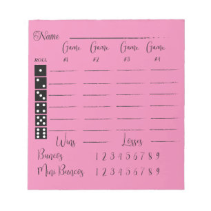 Elegant Pink bunco score pad