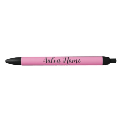 Elegant Pink Business Salon Name Script and Number Black Ink Pen