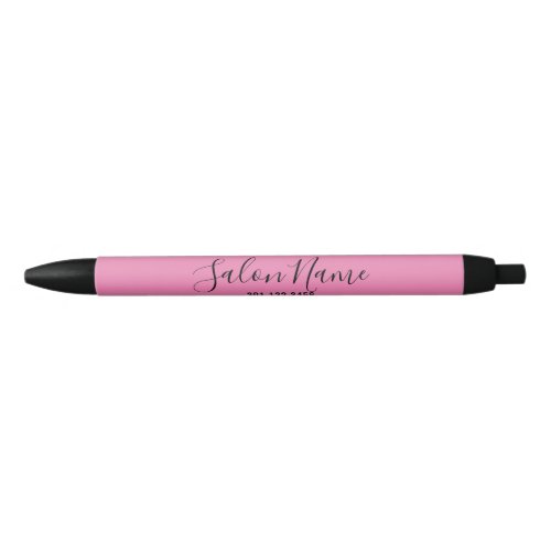 Elegant Pink Business with Salon Name and Number Black Ink Pen