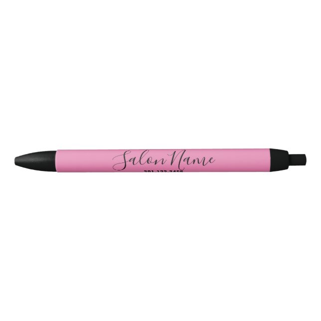 Elegant Pink Business with Salon Name and Number Pen (Front)