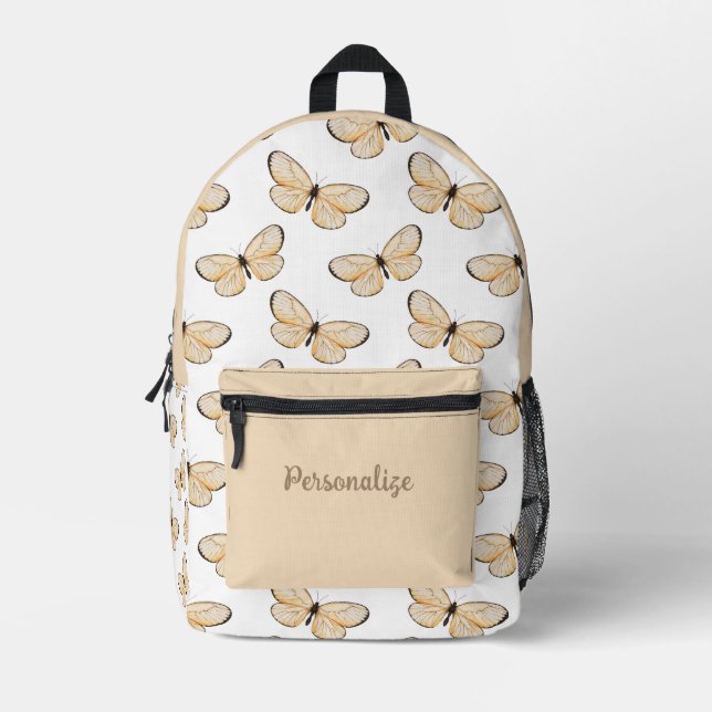 Elegant Pink Butterflly Pattern Personalized Printed Backpack (Front)