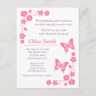 Elegant Pink butterfly baby shower party Invitation