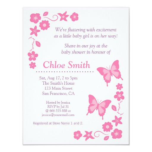 Baby Shower Butterfly Theme Invitations 6