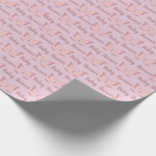 Elegant Pink Butterfly Baby Shower Wrapping Paper