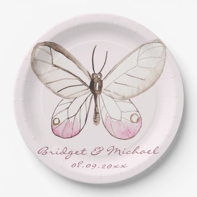 Elegant Pink Butterfly Personalized Wedding