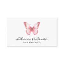 Elegant Pink Butterfly Script Business Card