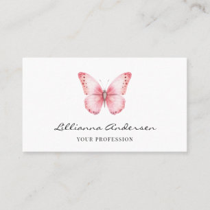Elegant Pink Butterfly Script Business Card