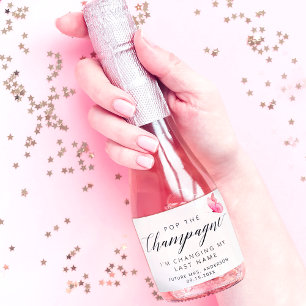 Elegant Pink Butterfly Sparkling Wine Label