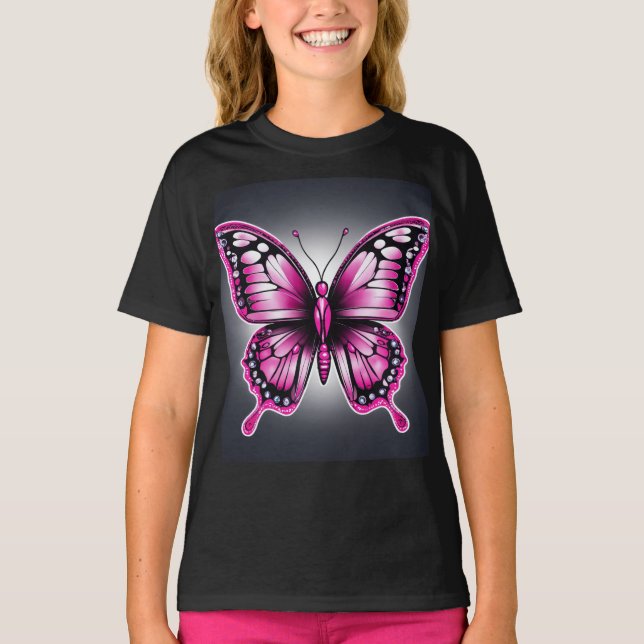 Elegant Pink Butterfly T-Shirt" T-Shirt (Front)