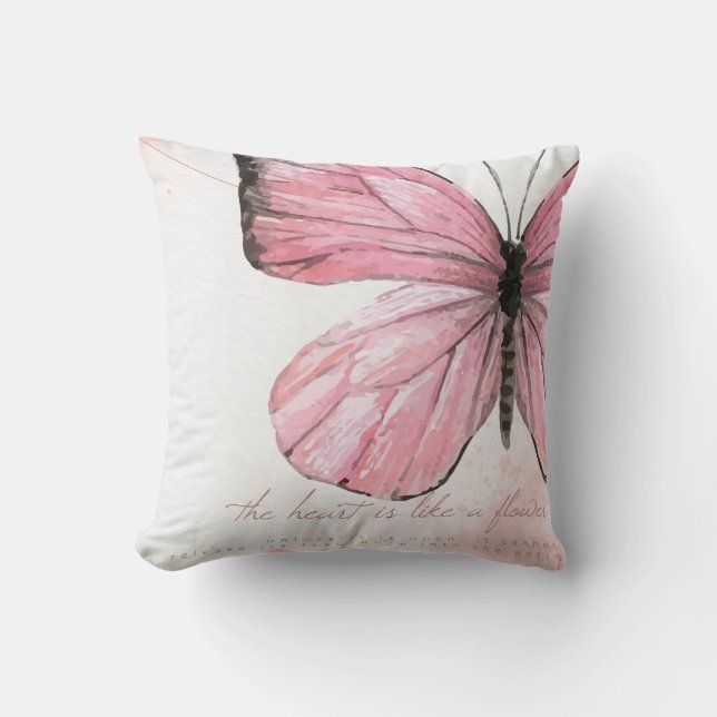 elegant pink butterfly throw pillow (Front)