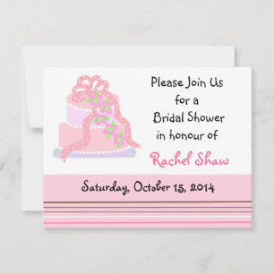 Elegant Pink Cake Bridal Shower Invitation