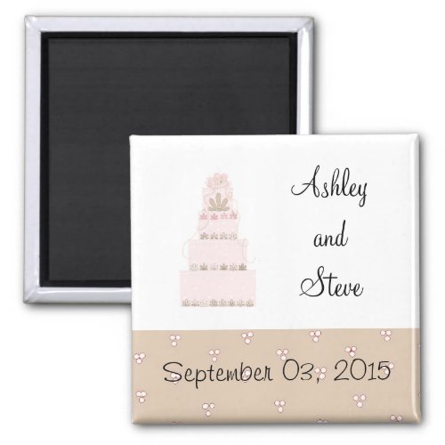 Elegant Pink Cake Save the Date Magnet