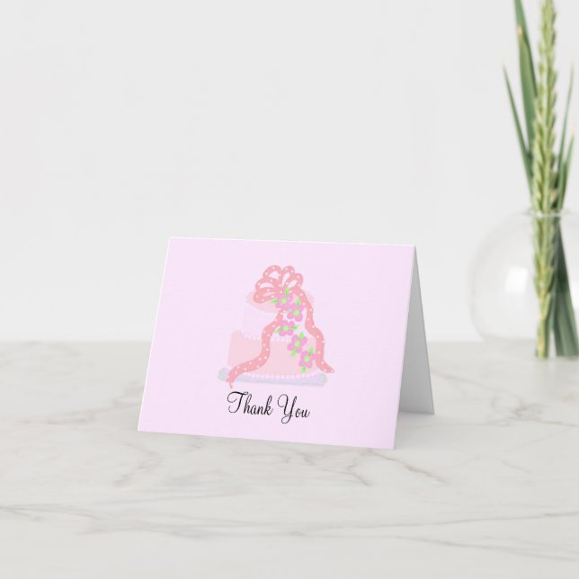 Elegant Pink Cake Thank You Card (Front)
