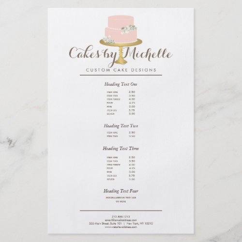 Elegant Pink Cake with Florals Cake Decorating Flyer