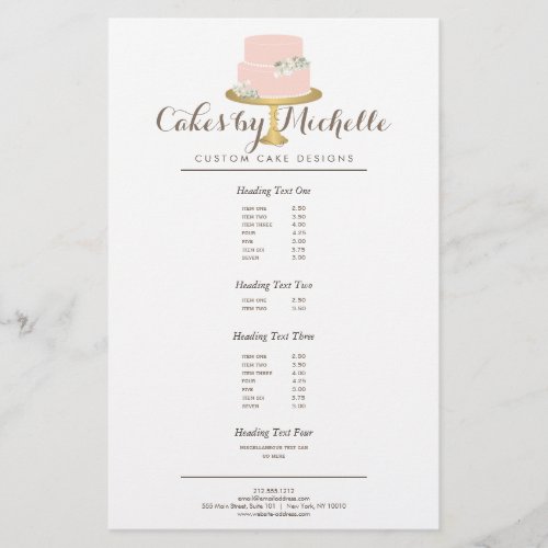 Elegant Pink Cake with Florals Cake Decorating Flyer