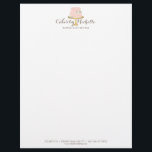 Elegant Pink Cake with Florals Cake Decorating Letterhead<br><div class="desc">Coordinates with the Elegant Pink Cake with Florals Cake Decorating Business Card Template by 1201AM. An elegant pastel pink tiered cake decorated with white flowers sits atop a faux gold cake stand for a beautiful aesthetic on this bakery or cake decorator's letterhead template. Update the calligraphic text with your name...</div>