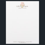 Elegant Pink Cake with Florals Cake Decorating Letterhead<br><div class="desc">Coordinates with the Elegant Pink Cake with Florals Cake Decorating Business Card Template by 1201AM. An elegant pastel pink tiered cake decorated with white flowers sits atop a faux gold cake stand for a beautiful aesthetic on this bakery or cake decorator's letterhead template. Update the calligraphic text with your name...</div>