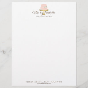 Elegant Pink Cake with Florals Cake Decorating Letterhead