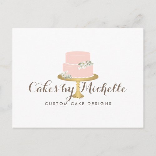 Elegant Pink Cake with Florals Cake Decorating Postcard
