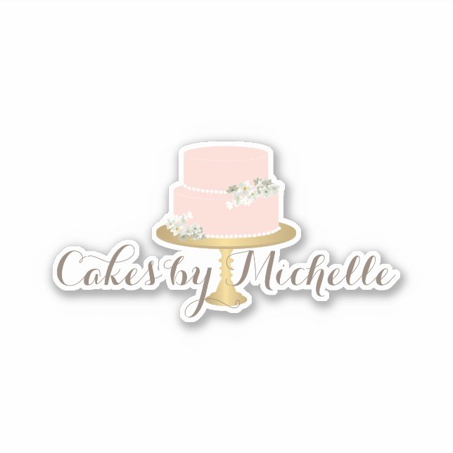 Elegant Pink Cake with Florals Sticker (Front)