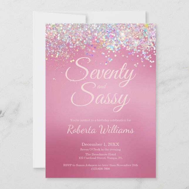 Elegant Pink Calligraphy 70th Birthday Invitation (Front)