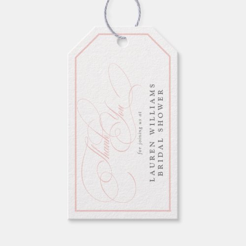 Elegant Pink Calligraphy Bridal Shower Thank You Gift Tags