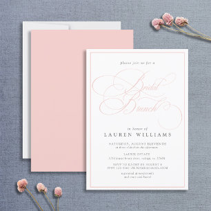Elegant Pink Calligraphy Formal Bridal Brunch Invitation