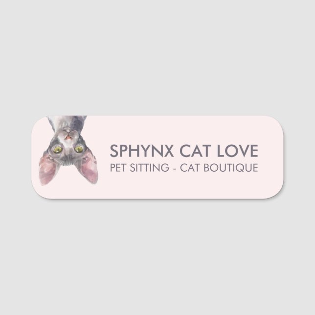Elegant Pink Canadian Sphynx Cat Name Tag (Front)