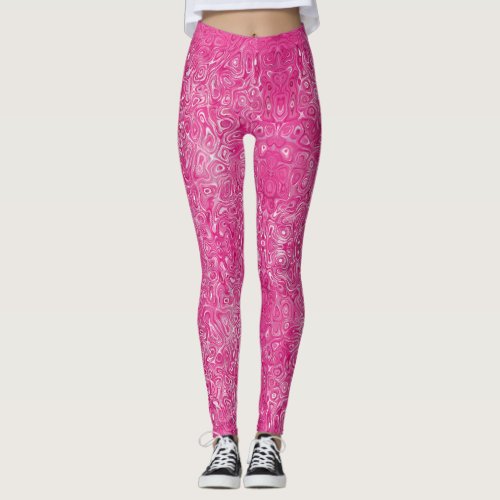 Elegant pink candy marble texture abstract modern leggings