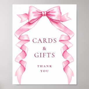 Elegant Pink Cards and Gift Bow Bridal Shower Poster