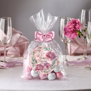 Elegant Pink Carnations 21st Birthday Party  Classic Round Sticker