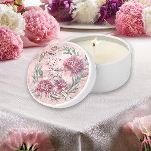 Elegant Pink Carnations 21st Birthday Party  Mini Candle Favors