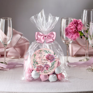 Elegant Pink Carnations 40th Birthday Party  Classic Round Sticker
