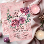 Elegant Pink Carnations 40th Birthday Party  Invitation<br><div class="desc">Elegant pink,  mauve and burgundy carnations floral design "40th Birthday Party" design featuring a floral open-ended wreath of white-frosted carnations.</div>