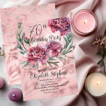 Elegant Pink Carnations 70th Birthday Party  Invitation<br><div class="desc">Elegant pink,  mauve and burgundy carnations floral design "70th Birthday Party" design featuring a floral open-ended wreath of white-frosted carnations.</div>